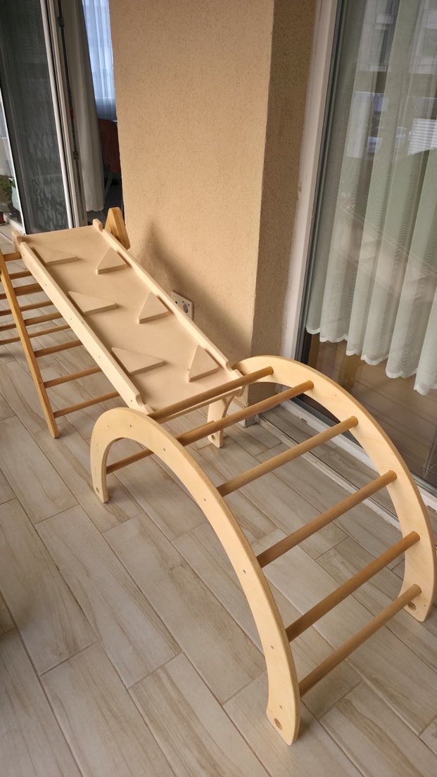 Bej Renkli Ahşap Çocuk Oyun Mobilyası pikler seti - Görsel 2