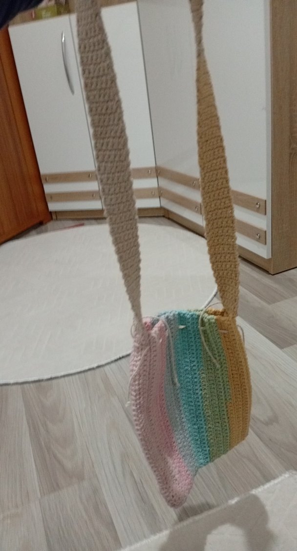 Renkli Örgü Bohem Kadın Çantası - Görsel 2