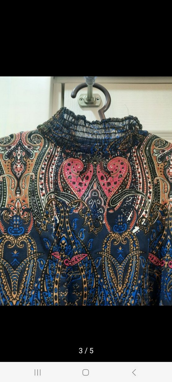 Bohem Uzun Kollu Desenli Kuşaklı Elbise - Görsel 3