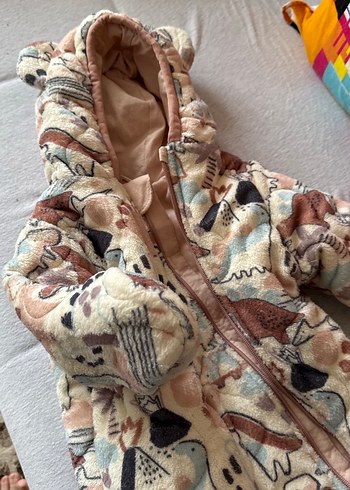 Kahverengi Kapüşonlu Bebek Kız Kar Tulumu - Görsel 5