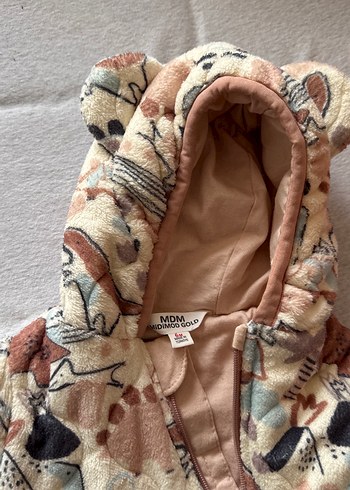 Kahverengi Kapüşonlu Bebek Kız Kar Tulumu - Görsel 2