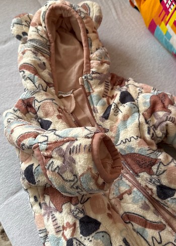 Kahverengi Kapüşonlu Bebek Kız Kar Tulumu - Görsel 4