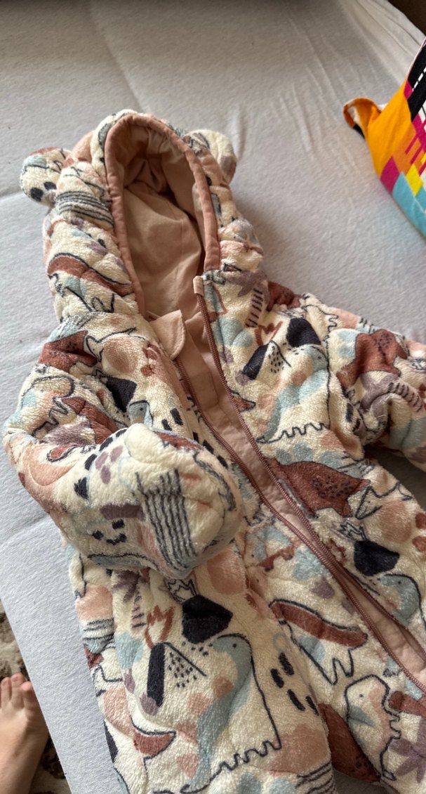 Kahverengi Kapüşonlu Bebek Kız Kar Tulumu - Görsel 5