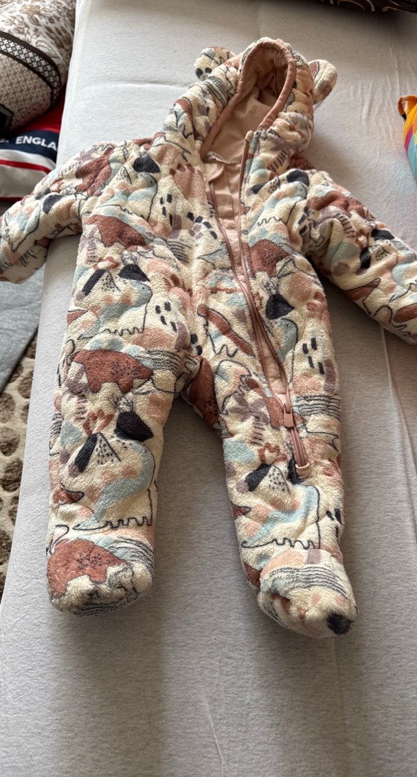 Kahverengi Kapüşonlu Bebek Kız Kar Tulumu - Görsel 3