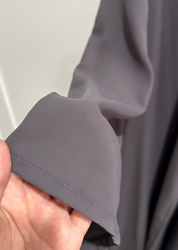 Uzun Kollu Gri Kadın Kimono - Görsel 2