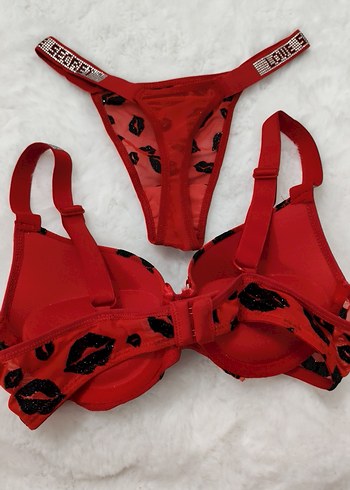 Renkli Desenli Kırmızı Mini Sütyen - Görsel 2