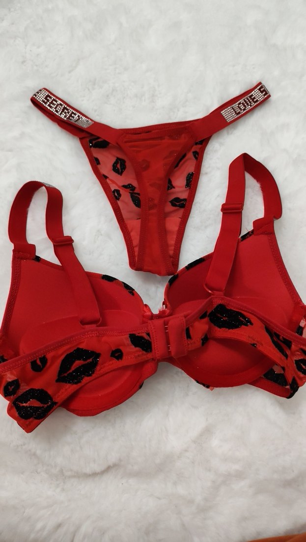 Renkli Desenli Kırmızı Mini Sütyen - Görsel 2