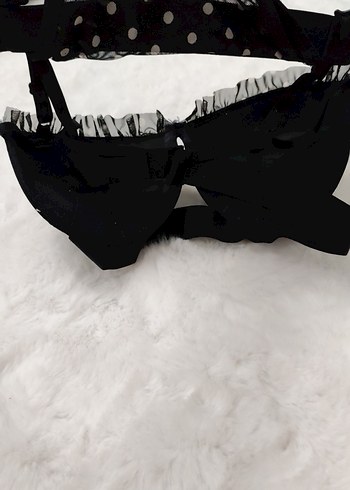 Siyah Puantiyeli Mini Goth Sütyen - Görsel 2