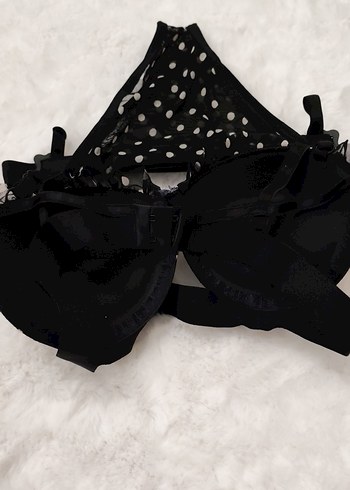 Siyah Puantiyeli Mini Goth Sütyen - Görsel 3