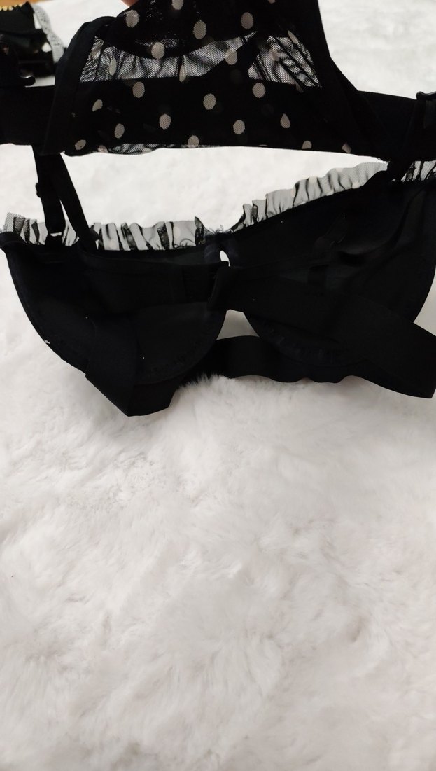 Siyah Puantiyeli Mini Goth Sütyen - Görsel 2
