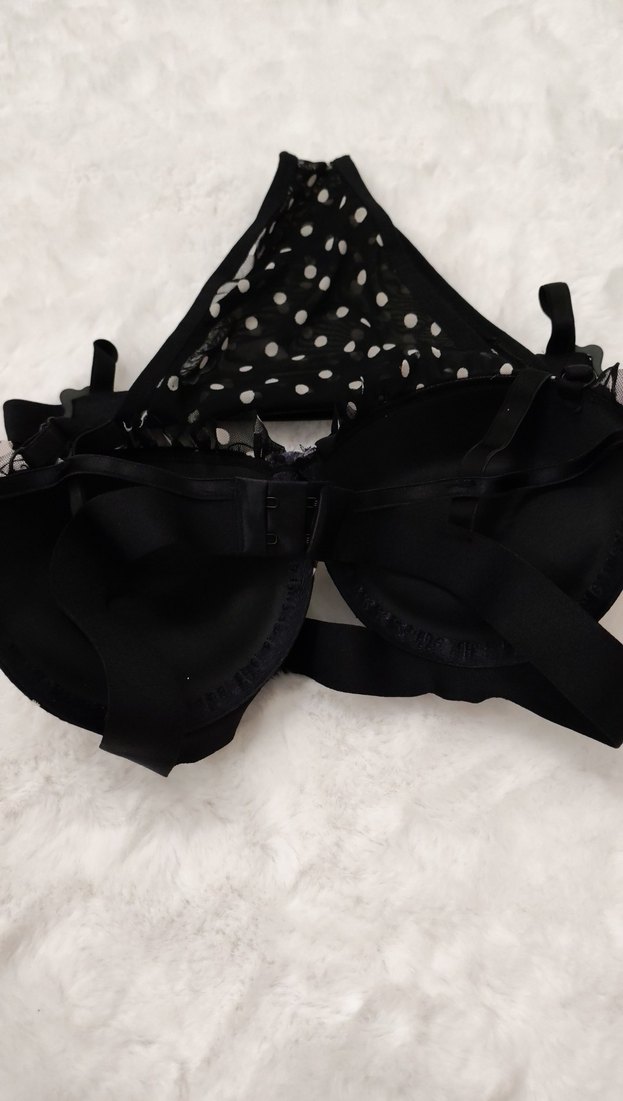 Siyah Puantiyeli Mini Goth Sütyen - Görsel 3