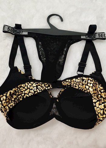 Altın Renkli Leopar Desenli Mini Sütyen Takımı - Görsel 2