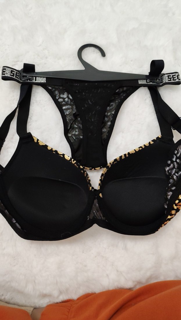 Altın Renkli Leopar Desenli Mini Sütyen Takımı - Görsel 3