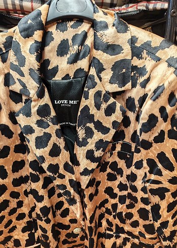Leopar Desenli Kadı parlak kadife Ceket - Görsel 2