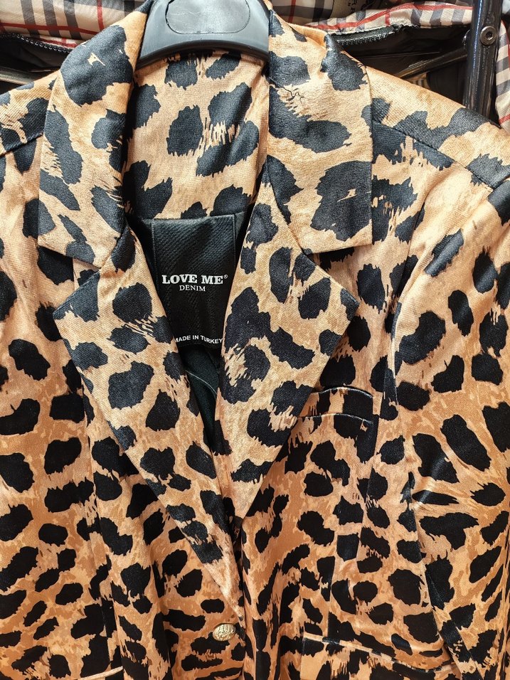 Leopar Desenli Kadı parlak kadife Ceket - Görsel 2