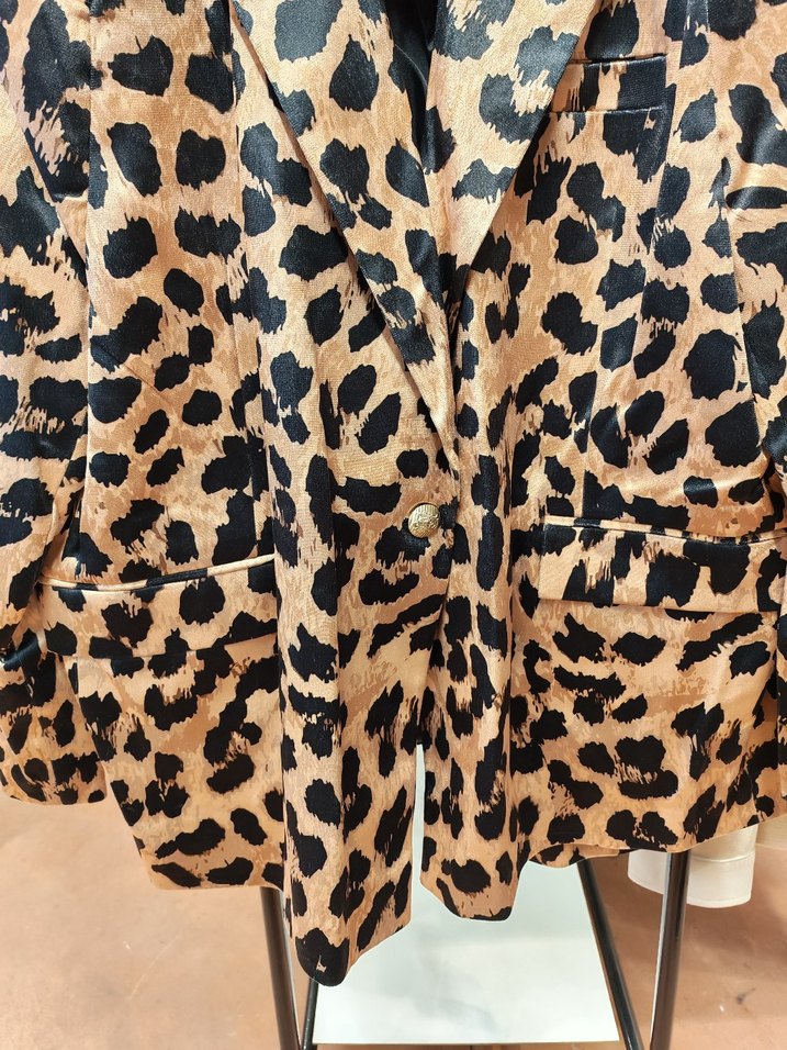 Leopar Desenli Kadı parlak kadife Ceket - Görsel 3