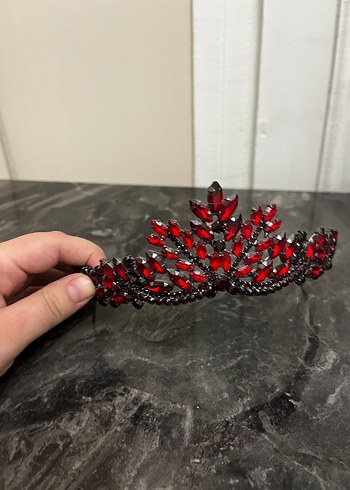 Klasik Kırmızı Camlı Gotik Saç Tacı - Görsel 2