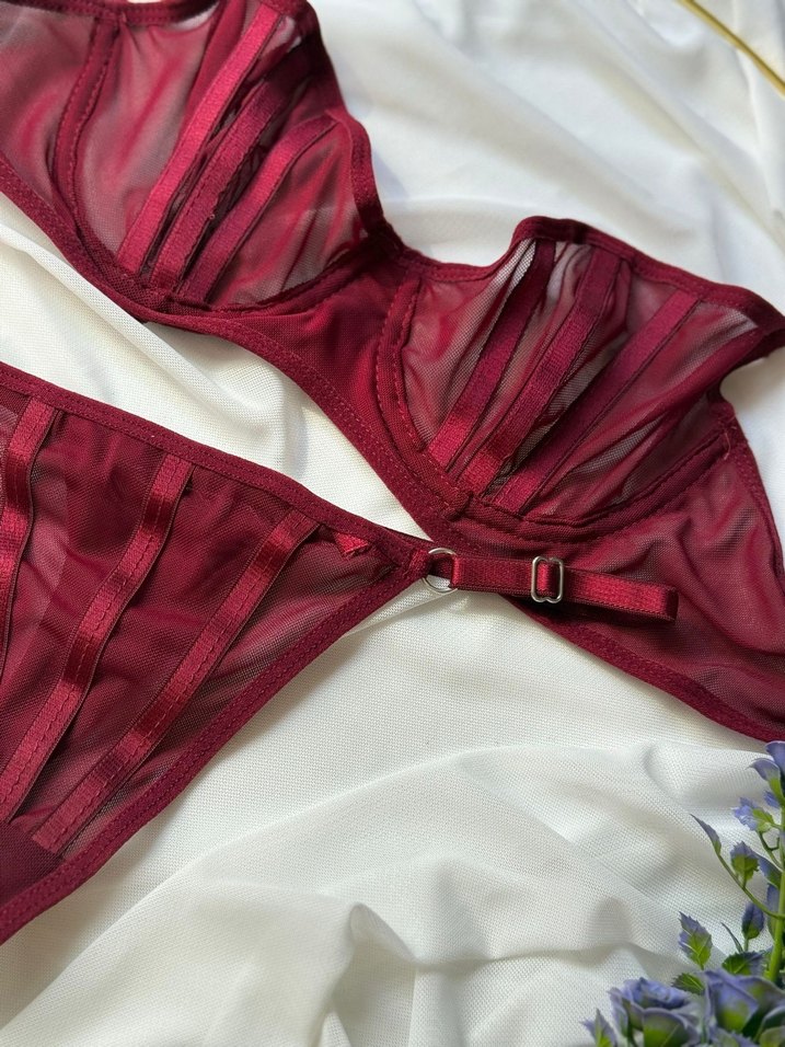 Mor Parisian Tarzı Midi Sütyen Takımı - Görsel 2