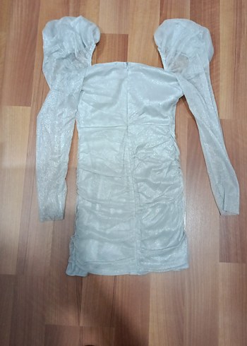 Drapeli Kısa Straplez Mini Elbise - Görsel 2