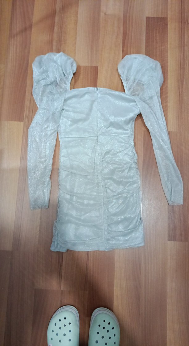 Drapeli Kısa Straplez Mini Elbise - Görsel 2