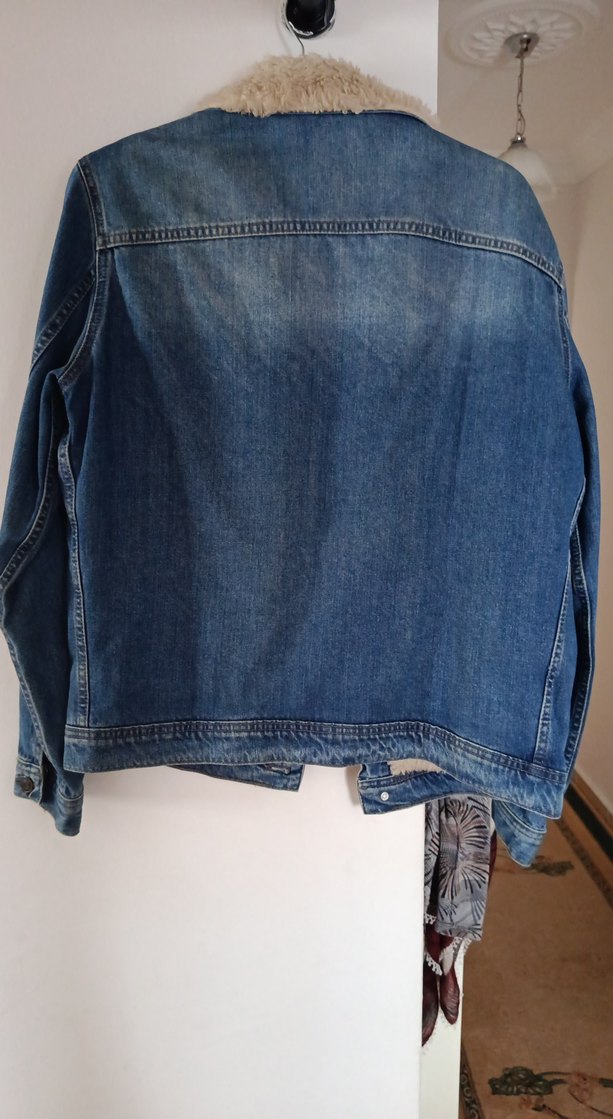 Düğmeli Kadın Mavi Kot Ceket - Görsel 3