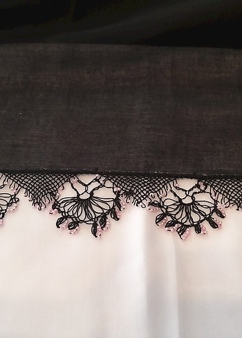 iğne oyalı pamuklu tülbent - Görsel 2