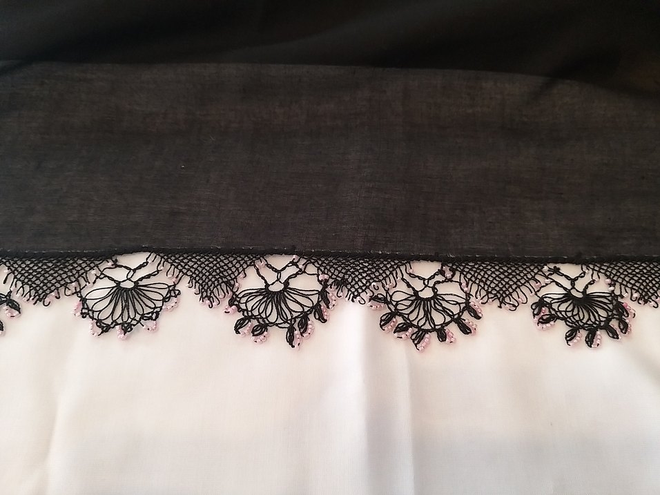 iğne oyalı pamuklu tülbent - Görsel 2