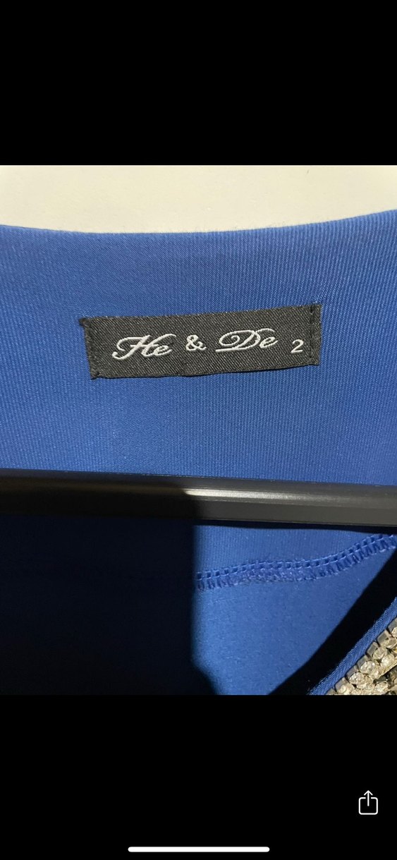 Mavi Uzun Kollu  Kadın Abiye Elbise - Görsel 4