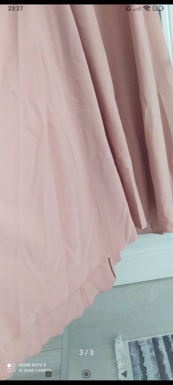 Düğmeli Pembe Uzun Kadın Elbise - Görsel 3