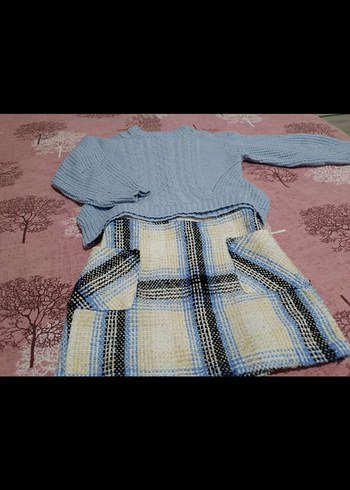 Kız Çocuk Mavi Triko Etek-kazak - Görsel 2