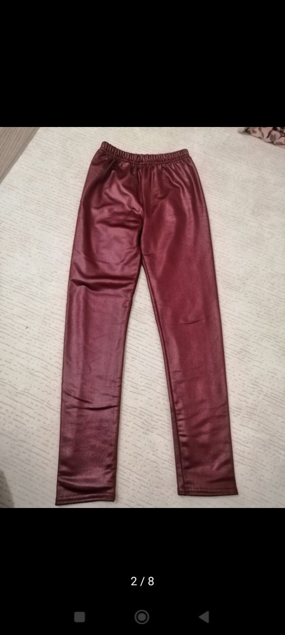 Bordo Parlak Kız tayt ve Beyaz Baskılı Sweatshirt - Görsel 2