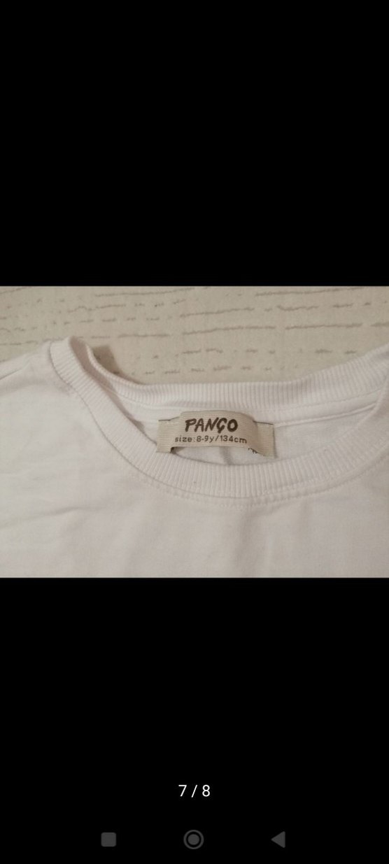 Bordo Parlak Kız tayt ve Beyaz Baskılı Sweatshirt - Görsel 4