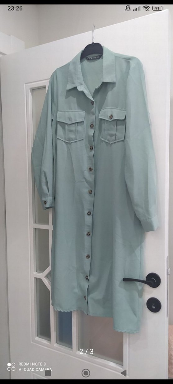 Turkuaz Kadın Uzun Kemerli Elbise-tunik - Görsel 2