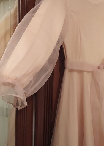 pudra Kollu Drapeli Kadın Elbise - Görsel 4