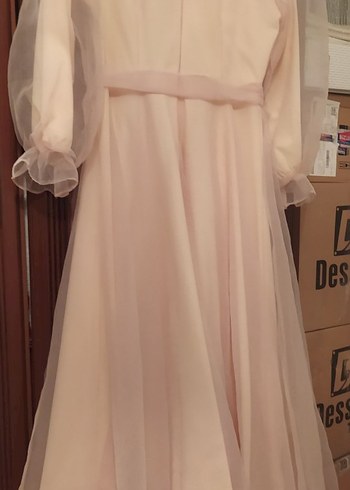 pudra Kollu Drapeli Kadın Elbise - Görsel 8