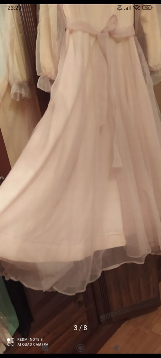 pudra Kollu Drapeli Kadın Elbise - Görsel 3