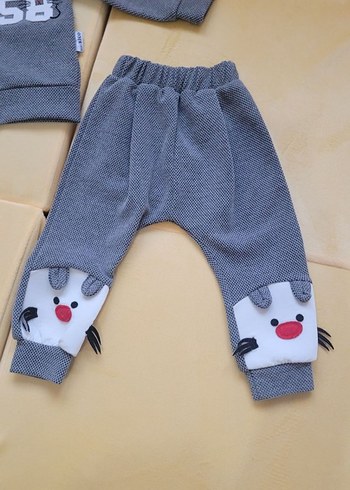Gri Örme Erkek Bebek Takım 58 Baskılı - Görsel 2