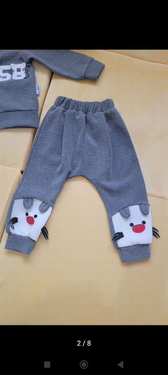 Gri Örme Erkek Bebek Takım 58 Baskılı - Görsel 2