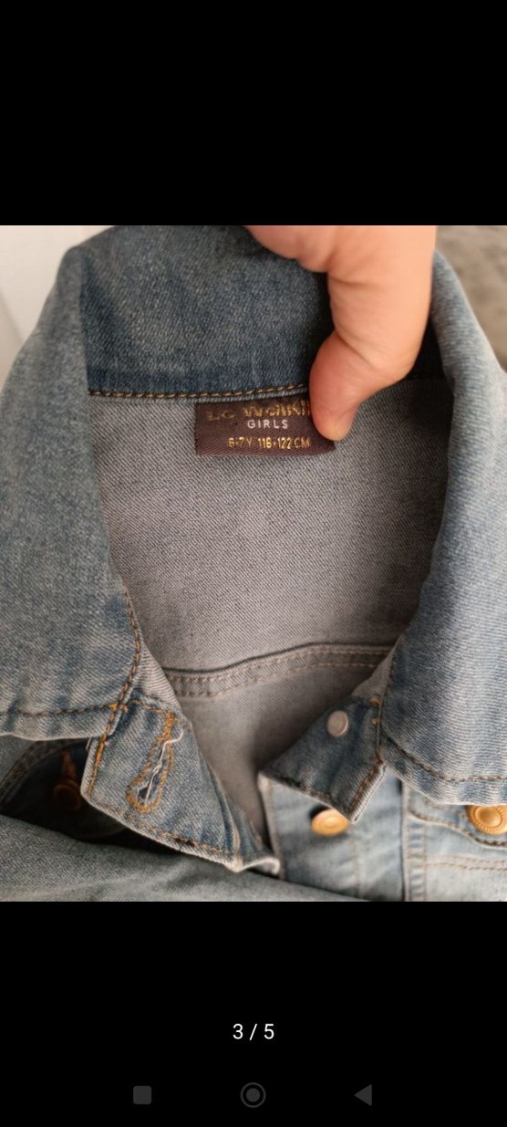 Düğmeli kız çocuk Kot Ceket - Görsel 3