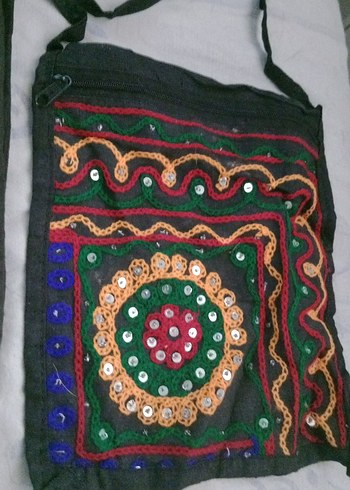 Nakışlı ve Boncuklu Bohem Kadın Çantası ikisi bir arada - Görsel 3