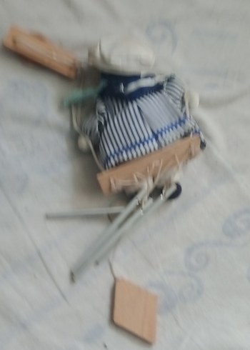 Mavi Gri Çizgili Kıyafetli Bebek Rüzgar Çanı - Görsel 4