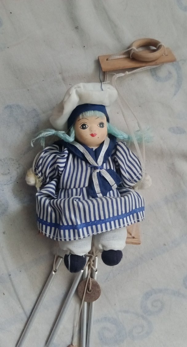 Mavi Gri Çizgili Kıyafetli Bebek Rüzgar Çanı - Görsel 2