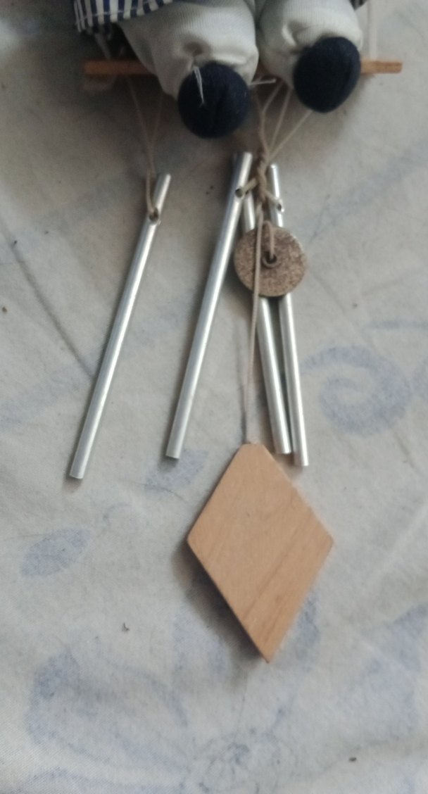 Mavi Gri Çizgili Kıyafetli Bebek Rüzgar Çanı - Görsel 3