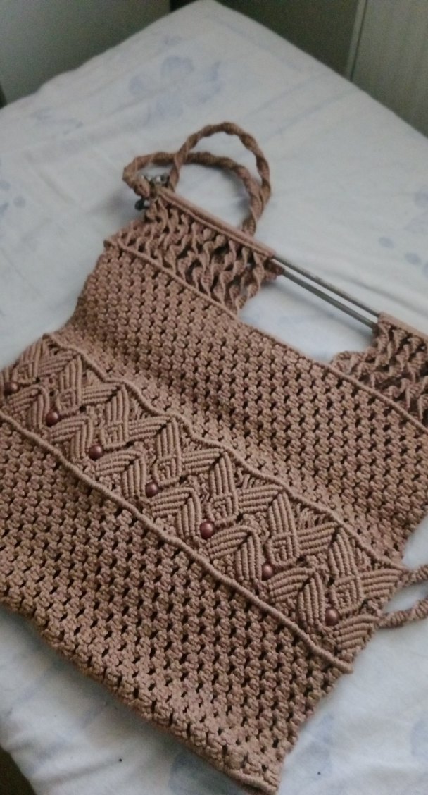 MAROME Bej Örgü Bohem Kadın Çanta - Görsel 5