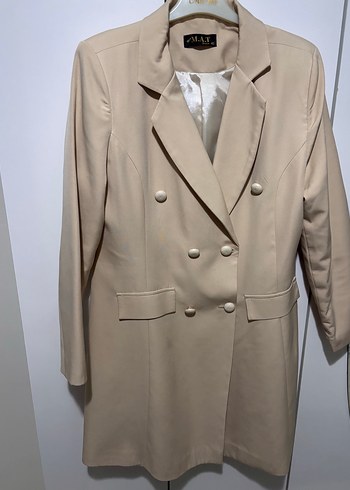 Diğer Bej Cift Sirali Uzun Blazer Ceket