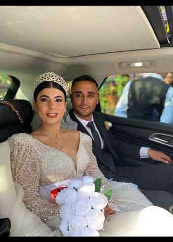 Uzun Kollu Beyaz Prenses Gelinlik - Görsel 4