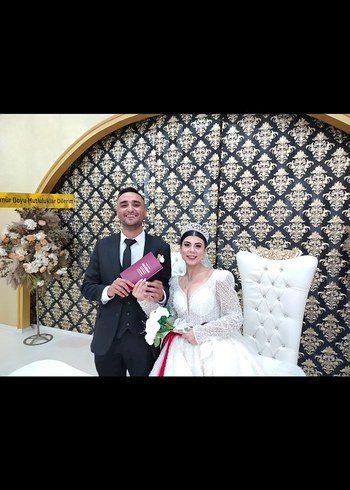 Uzun Kollu Beyaz Prenses Gelinlik - Görsel 5