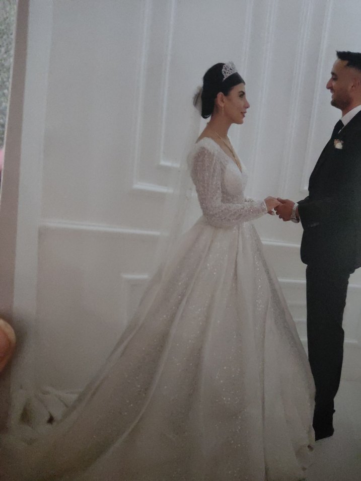 Uzun Kollu Beyaz Prenses Gelinlik - Görsel 2