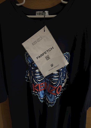 Kenzo marka Kaplan logolu Mavi Baskılı Erkek Tişört - Görsel 7