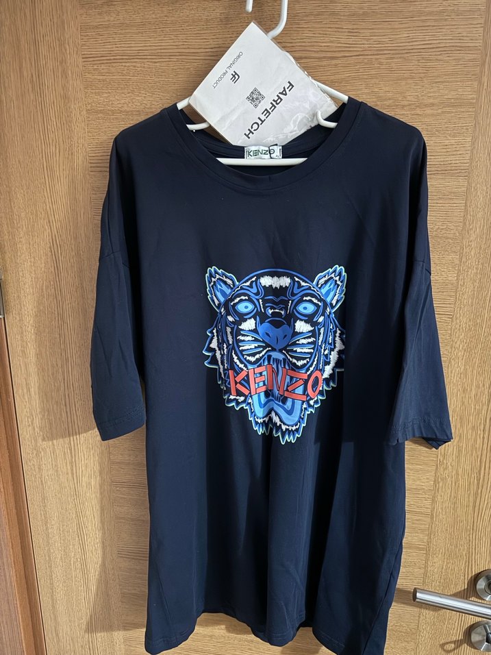 Kenzo marka Kaplan logolu Mavi Baskılı Erkek Tişört - Görsel 2